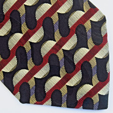 Vtg John Henry Mens Red Blue Diag Wave Geometric Stripe Necktie 56"x4" Bold
