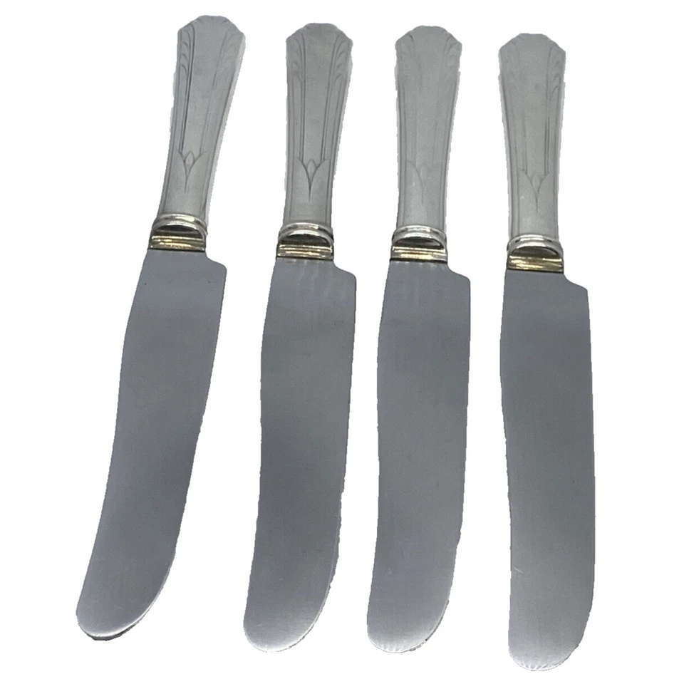 Cuatro cuchillos de cena Art Deco de 9,5" National Silver Company patrón de devoción 1934 Foto 4 de 4