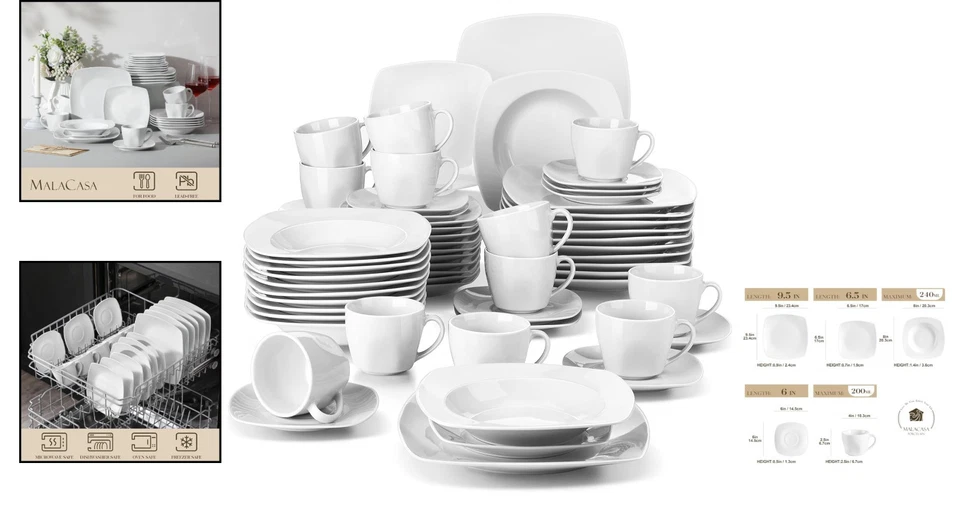 Porzellan Geschirrset 12 Personen 60 Teile Tafelservice Mikrowelle spülmaschi... - Bild 2 von 4