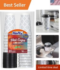 Paper Disposable Hot Cups with Lids, 16 Ounce, 20 Count