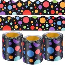99 Feet Bulletin Board Border, 3 Rolls Colorful Dots Large, Multicolor