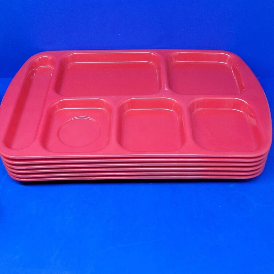 G.E.T. Enterprises TR-151 6 Compartment Cafeteria Trays Red Bundle of 6 - Image 3 of 4