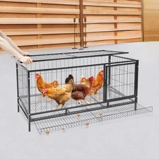 Outdoor Chicken Coop Chicken Enclosure Floor Standing w/Automatic Egg Collection