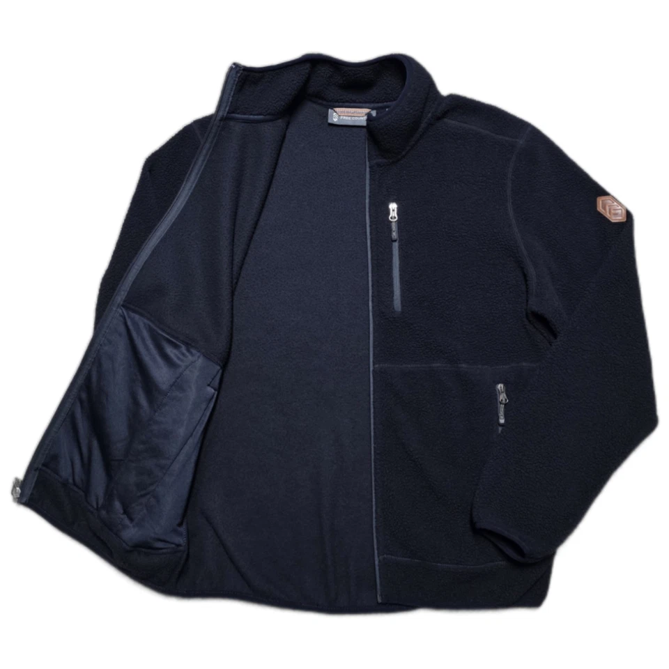 Free Country Men’s High Pile Sweater Knit Fleece Jacket Size Medium Navy Blue - Image 2 of 4