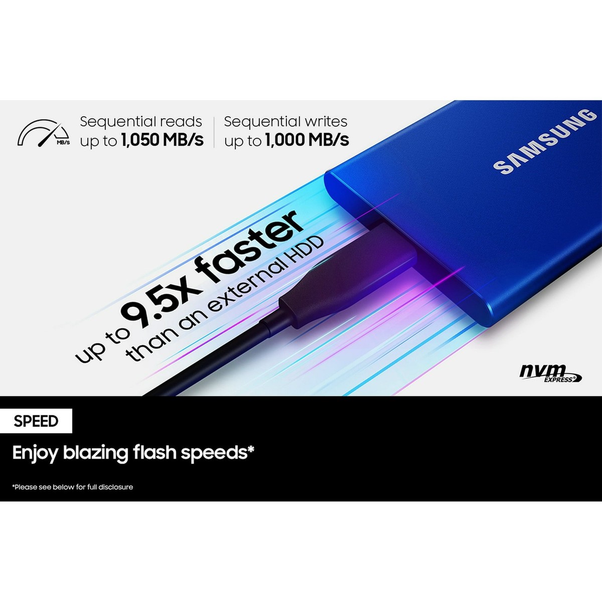 SAMSUNG MU-PC1T0H/AM Portable SSD T7 1TB USB 3.2 External Storage