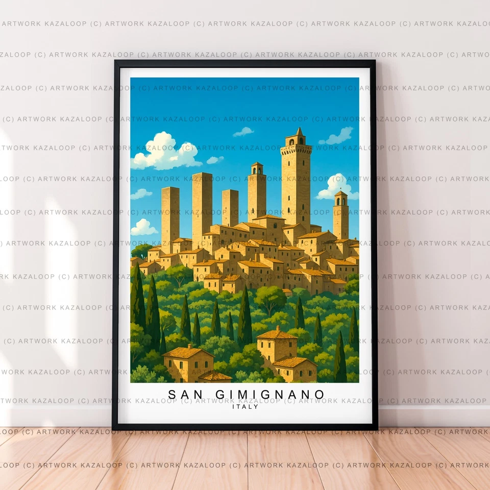San Gimignano Italien ungerahmter Illustrationsdruck Poster Kunst