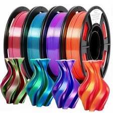 3D Printing Filament Bundle, Silk PLA Printer Filament 1.75mm, Shiny Dual Col...