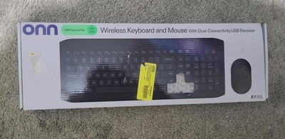 ONN Wireless Keyboard and Mouse Bundle, Plug & Play USB, Black QWERTY Layout