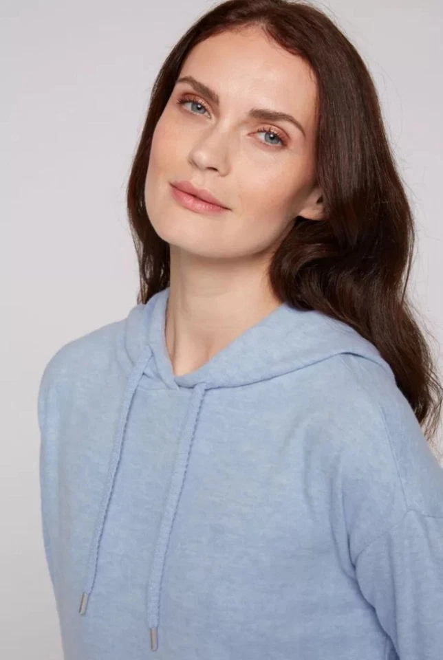 SOCCX Women Basic Drawstring Hoodie Soft Fabric Light Blue SIze M - Image 2 of 4