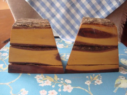 Vintage Australian Crown Mulga Wood Log Book Ends 4inches high - Picture 6 of 10