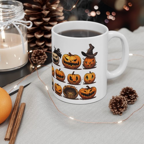 Halloween bedrohliche Kürbisparade Keramik Kaffeebecher gruselig, gruselig 11 Unzen oder 15 Unzen - Bild 5 von 17
