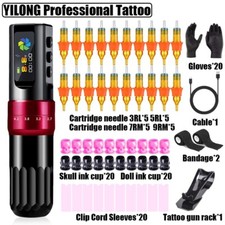 Professional Coreless Motor Tattoo Gun Pen Adjustable Stroke Sterile Kit 2000mAh