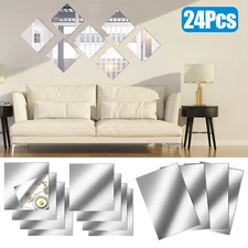 Mirror Tile Reflective Wall Stickers Self Adhesive Film Paper Kitchen Home Decor