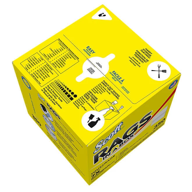 4 包 - Scott Rags 盒装,白色,多功能 350 张/盒 — 第 3/4 张图片