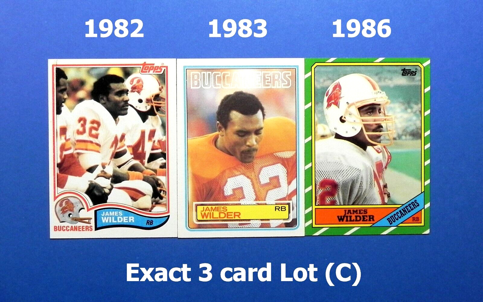 James Wilder 1982-1983-1986 Topps Exact 3 Card Lot (C) #s 507-184-375