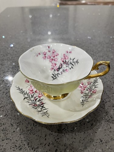 Royal Albert Yellow Pixie Pink Cup & Saucer Avon shape - Afbeelding 1 van 9