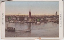 Svezia. Inizio '900. Stockholm fran Malaren. Dipinto. Colorato a mano. Vintage