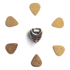 6x Extra Grip Bronze Metal Guitar Picks Dadi with Pick Holder – 0.84mm