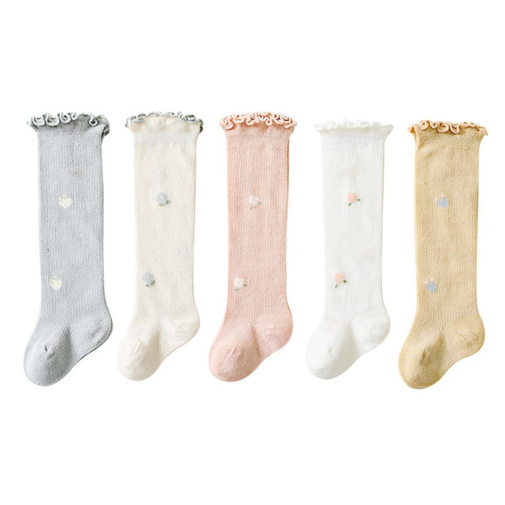 Summer Long Stockings Solid Color Baby Socks Ruffle Knee Socks Newborn