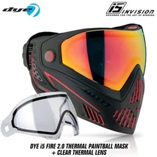 Dye i5 Thermal Anti-Fog Paintball Mask Goggle - Fire 2.0 + Clear Lens