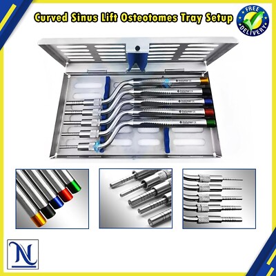 Curved Sinus Lift Osteotomes Setup Gum Flap Elevation  Soft Tissue Kit Implant