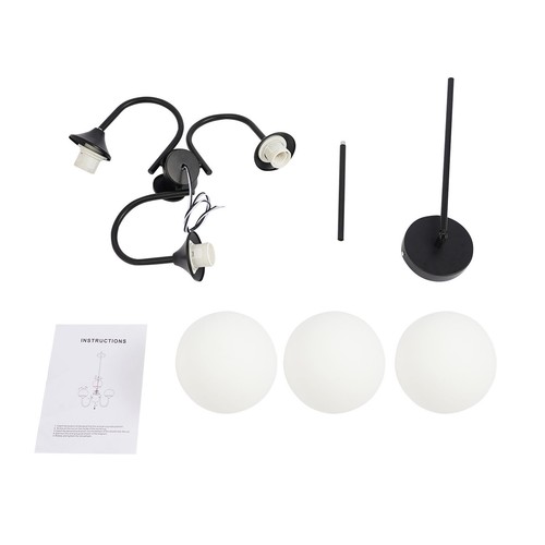 Modern 3-Light Glass Globe Chandelier Pendant Light Hanging Ceiling Lamp Fixture - Picture 16 of 21