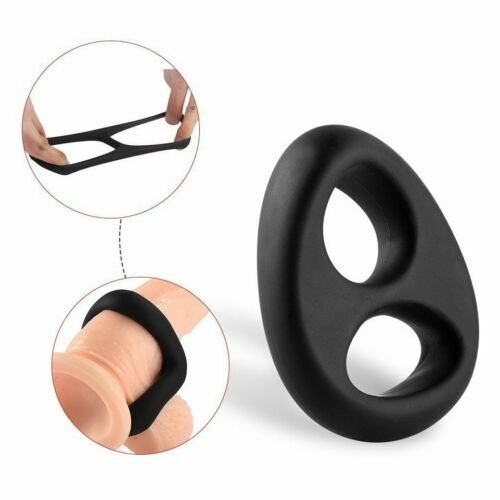 Double Silicone Cock/Penis Ring Enhancer Prolong Sex Aid Tool Donut Set for Men - Picture 4 of 7