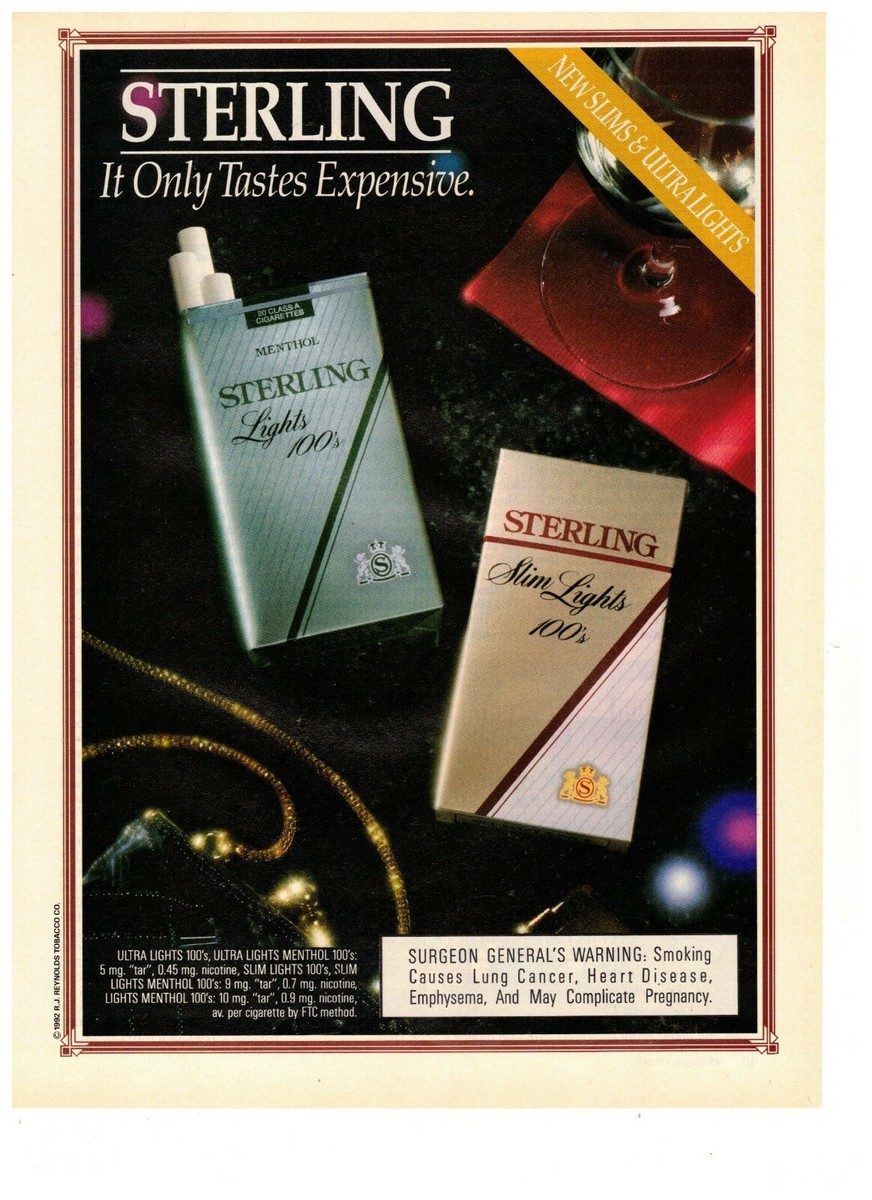 sterling menthol cigarettes Sterling Cigarettes Vintage Print Ad 1993 Only Tastes Expensive