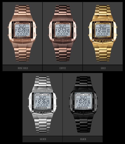 Classic Mens Digital Watches Stainless Steel Waterproof 5 Alarm Date Sport Watch - Picture 2 of 17