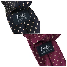 Men's lined tie DRAKE'S LONDON fancy cm 147x8 MADE IN ENGLAND 