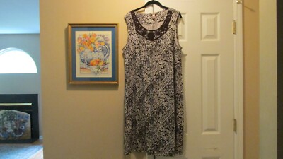 White Stag No Sleeve Crochet Bib Lounge Sundress Floral Brown/White XXL/2XG