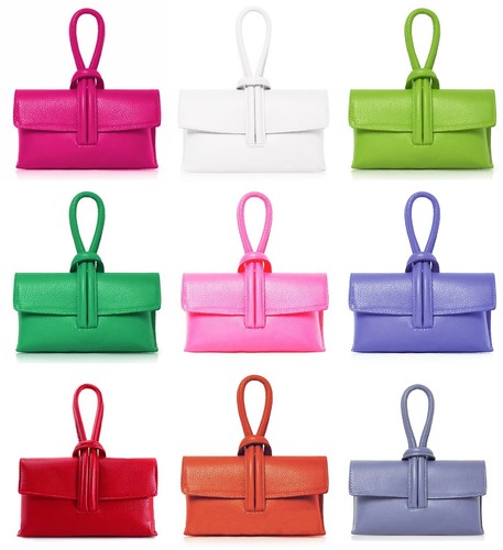 Borsa a tracolla pochette da polso nodo manico ad anello pelle italiana colori più brillanti - Foto 49 di 110
