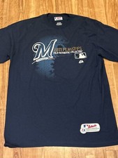 Milwaukee Brewers 2011 Playoffs Mens Size Large Blue T-Shirt - MLB Authentic