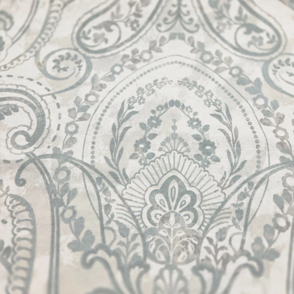 MELINA Turquesa Tela Paisley Cortina de Ducha Nicole Miller NY Algodón 70x64 Foto 2 de 4