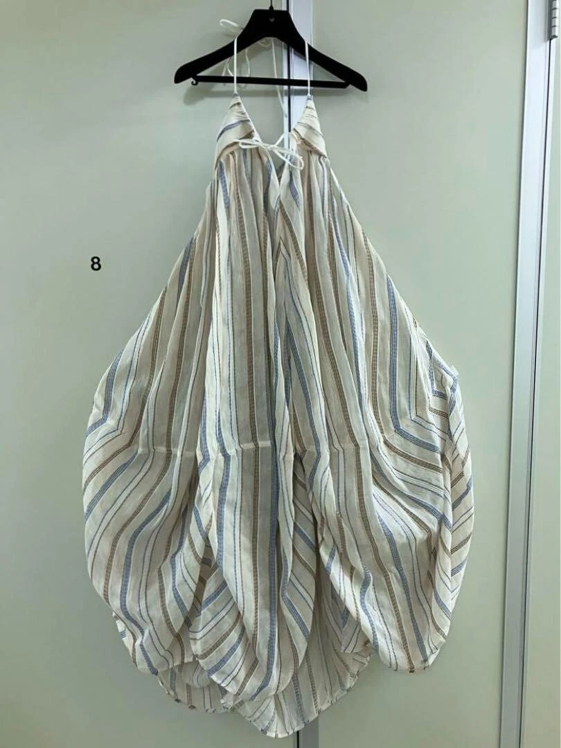 Maxi abito Jacquemus misto lino a righe taglia 38 usa dalppone