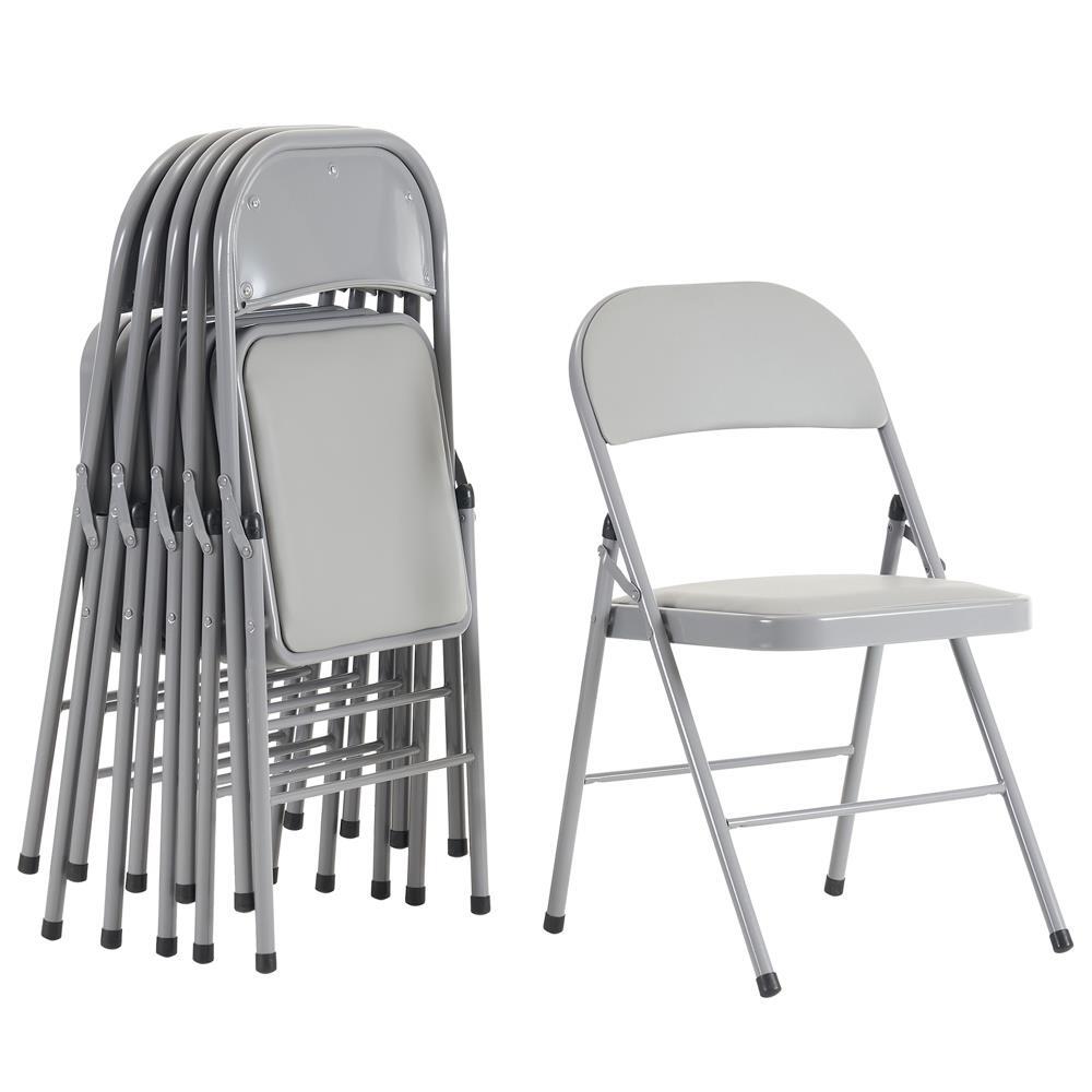 6-Pack Vinyl Padded Seat Metal Folding Chair Heavy Duty Dining