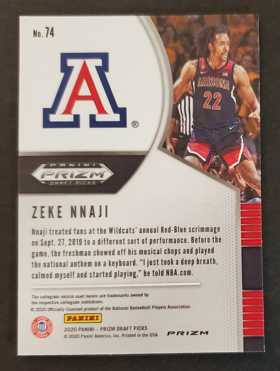 2020 Prizm #74 Zeke Nnaji RC Arizona/ NUGGETS Red White & Blue