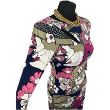 GINA BACCONI Dress Stunning Shift Floral Print Cut Away Evening Occasion UK 8