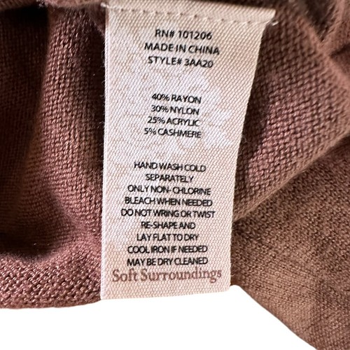 NWT Soft Surroundings Sweater Woman’s Petite Extra Large Brown Faux Wrap Buckle - Picture 15 of 21