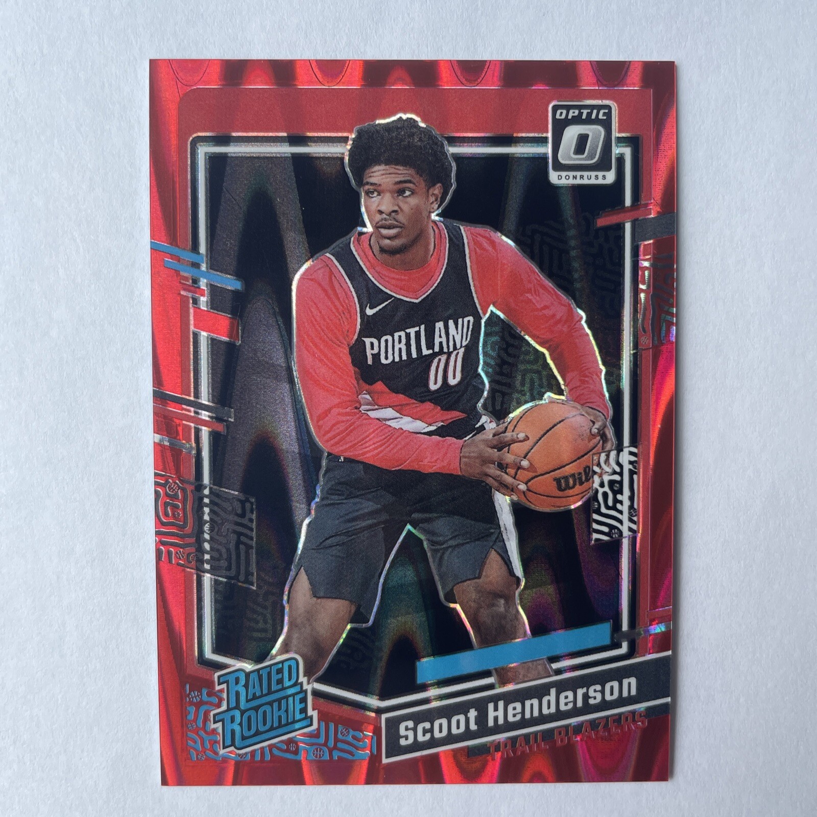 2023-24 Panini Donruss Optic - Red Seismic Prizm #239 Scoot Henderson /130 RC