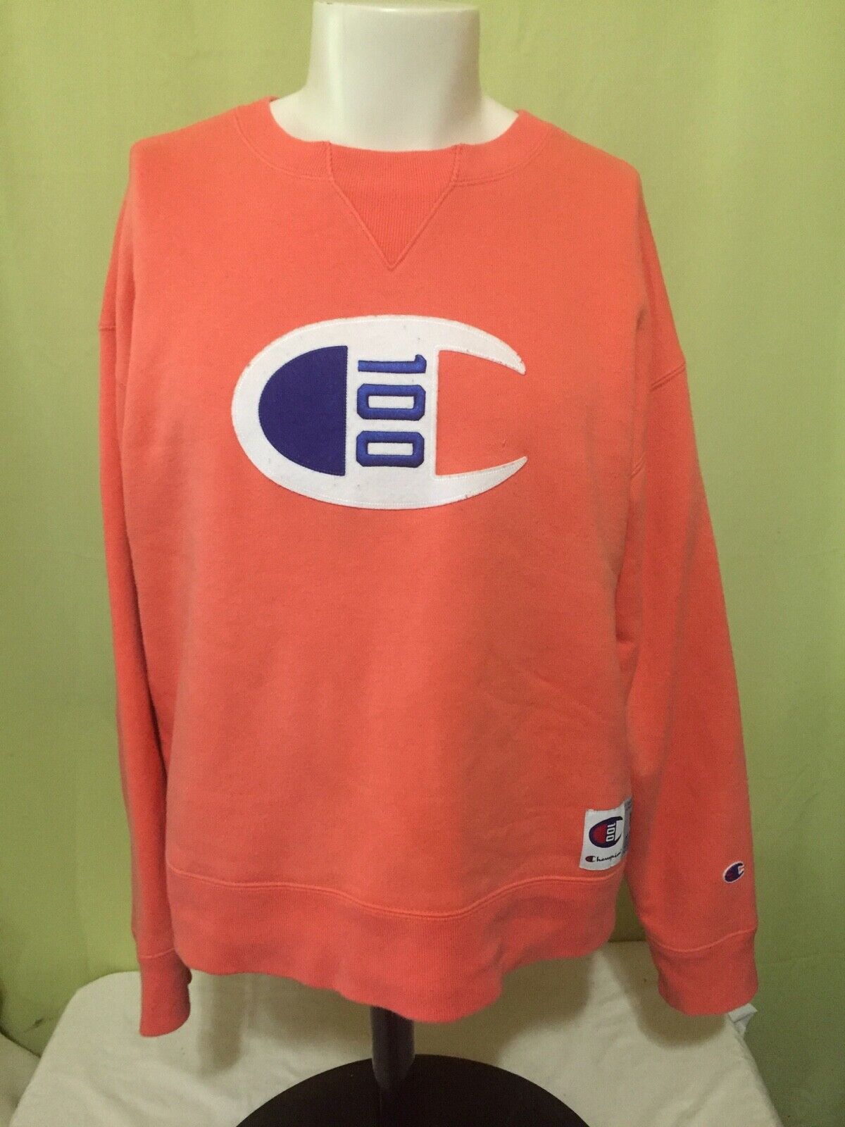 Champion 100 Men’s Peach Pink Crewneck Sweater Si… - image 1