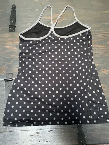 LULULEMON Polka Dot Power Y Back Black Gray Yoga Workout Fitness Tank Top SZ 8 - Picture 7 of 9