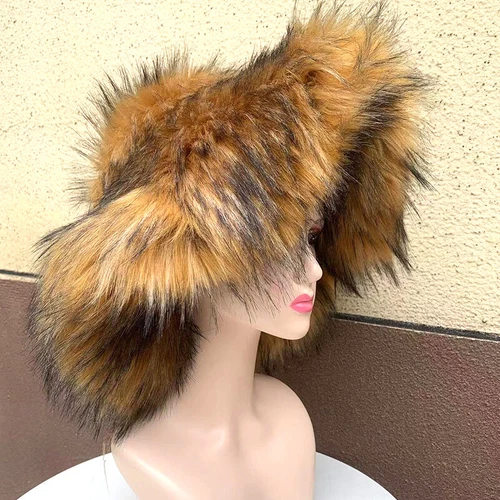 Invierno Mujeres Esponjoso Imitación Piel Cubo Sombrero Cálido Ala Ancha Sombreros de Pescador - Imagen 7 de 25