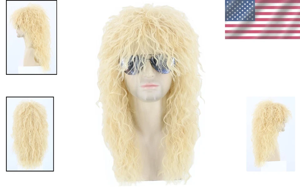 Peluca larga rizada rubia salmonete - Peluca punk resistente al calor para disfraces y fiestas Foto 2 de 4