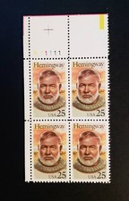 Stamps U.S. Mint: #2418 25c Hemingway U.L. corner blk. of 4 VF MNH