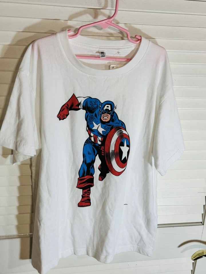 Marvel Comics Captain America Boys Short Sleeve White T-shirt Size 11/12 NEW - Image 2 of 4
