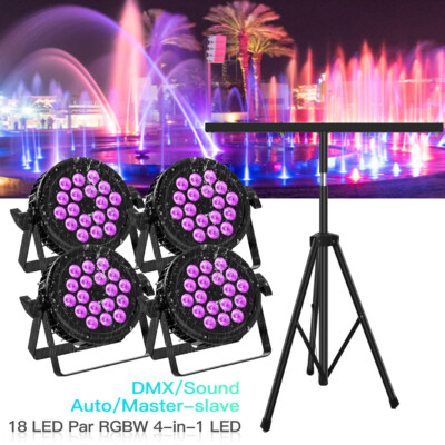 DJ Lights DMX RGBW Strobe LED Waterproof Par Light Party Stage Lighting W/Stand