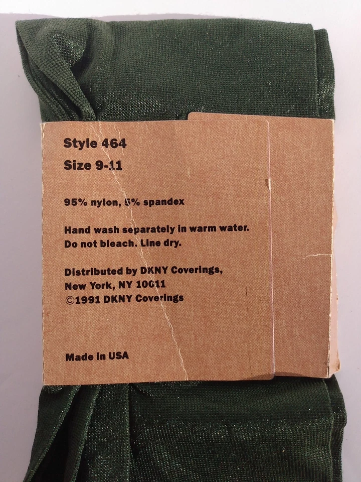 Calcetines DKNY MUJER SATINADO HASTA LA RODILLA Evergreen verde brillo de colección años 90 NOS #464 9-11 Foto 3 de 4