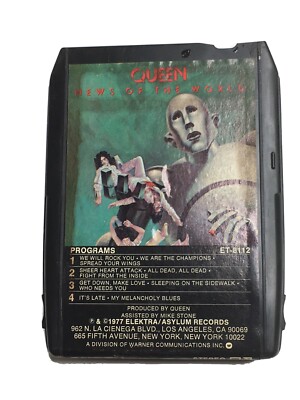 QUEEN NEWS OF THE WORLD  8 TRACK TAPE WE WILL ROCK YOU WE ARE THE CHAMPIONS 1977