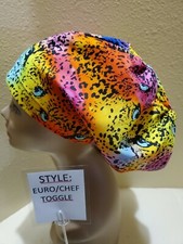 Cheetah Print Women's Euro/Chef Surgical Scrub Hat/Cap Handmade